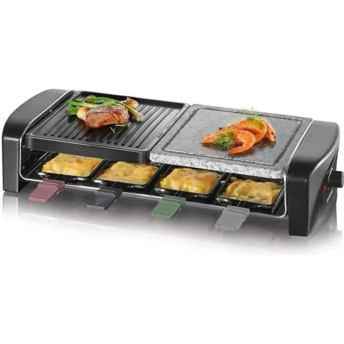 Appareil à raclette SEVERIN - RG9645 - Jusquà 8 personnes - Plaques de cuisson combinées - 1400W