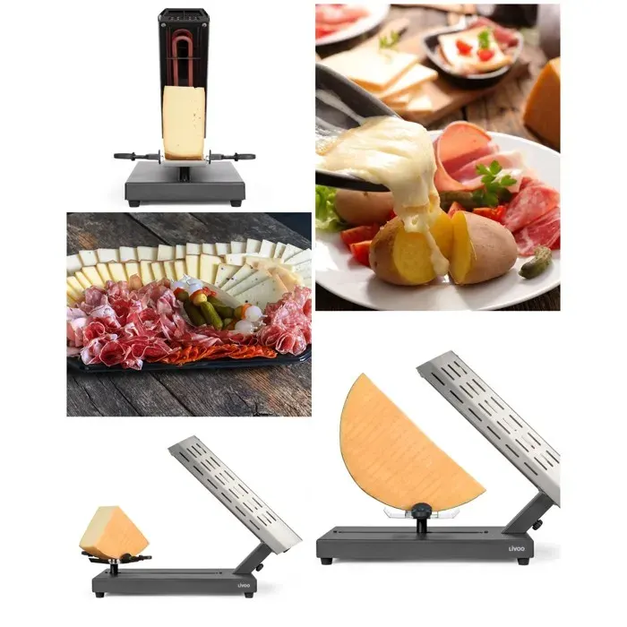 Appareil à raclette traditionnel - LIVOO - WDOC314B - 600 W - 6-8 personnes - Socle pivotant 360°