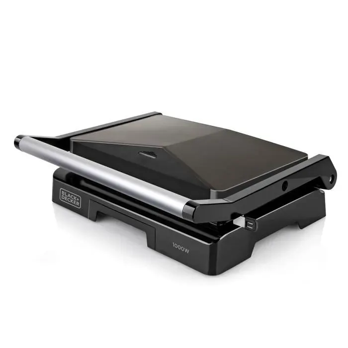 Appareil à sandwich BLACK+DECKER BXGR1000E de 1000W plaques de 23x145cm poignée toucher froid plaque supérieur auto ajustable