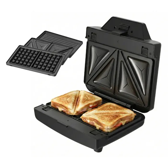Appareil à sandwich - TAURUS - Miami Legend - 900 W - 3 plaques amovibles (sandwich grill gaufre) - Inox
