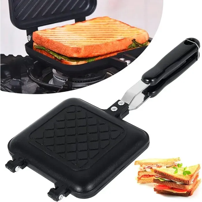 Appareil à sandwichs avec pinces à croque-monsieur-Appareil à sandwichs-Appareil à pain antiadhésif double face avec poignées