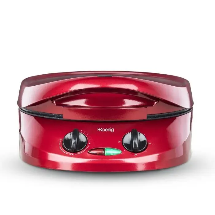 Appareil à tarte express HKOENIG - TRT180 - Four à Pizza - Multicuiseur Multifonction - Température jusquà 210°C - Rouge - 1800W