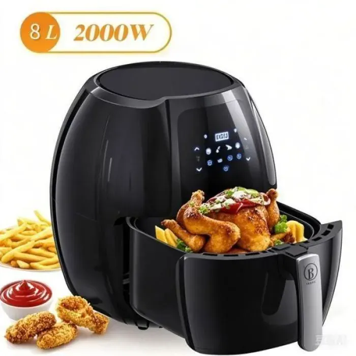 Appareil air fryer 95L puissance 2000W huit programmes préinstallés plage 80°C à 200°C boutons sécurisés anti-brûlure