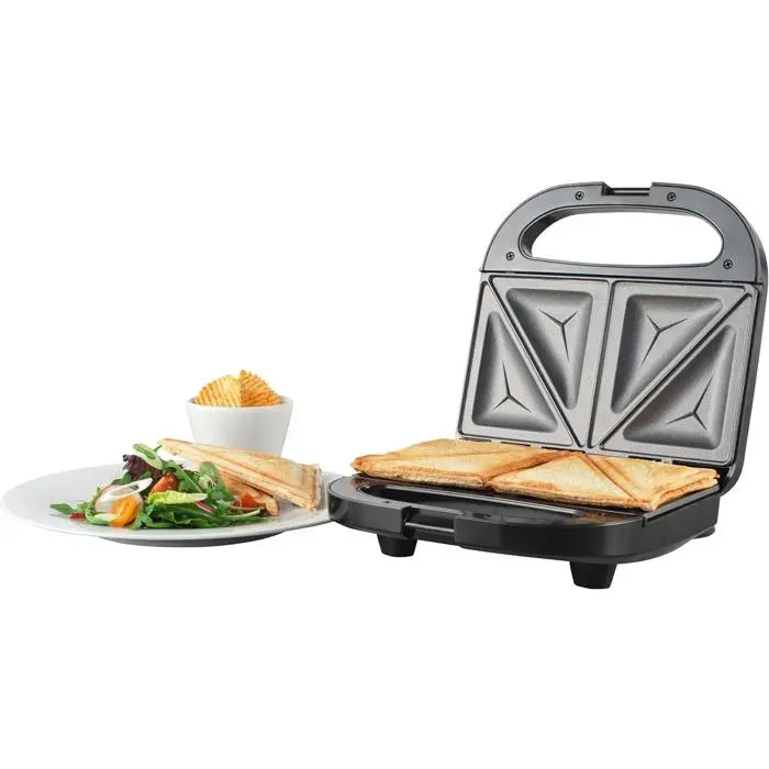 Appareil Croque Monsieur 750W Machine À Panini 2 Tranches Avec Plaques Antiadhésives Appareil Sandwich Style Gaufrier Tem[PE55]