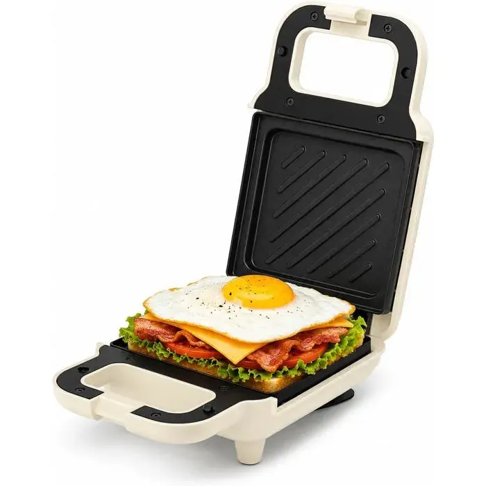 Appareil Croque Monsieur Compact Sandwich Grill Panini Toaster Plaques De Gril Antiadhésive Puissance De 650W Préparation Rapi