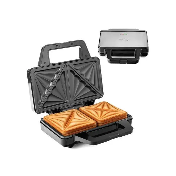 Appareil Croque-monsieur - LEHMANN - XL - Plaques 15x14 cm - 1000 W - Revêtement antiadhésif