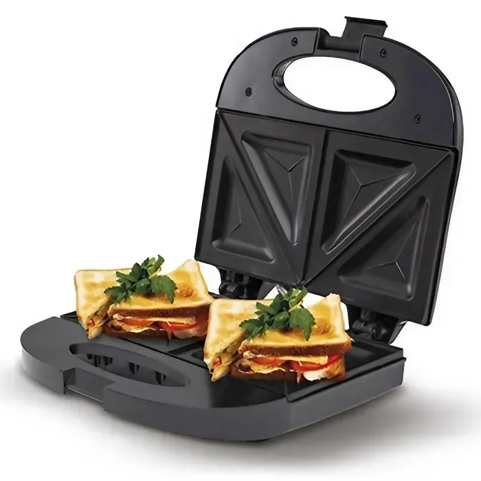 Appareil Éectrique pour 4 Sandwiches en Forme de Triangle Plaques Antiadhésive Mesko MS3080 850W Noir/Argent