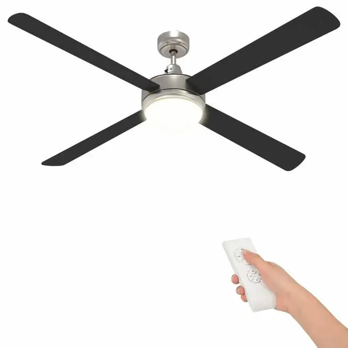 Appareil électroménager - Noir - Ventilateur de plafond avec lumière et télécommande Ø 130 cm_19963