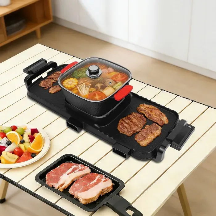 Appareil Fondue Chinoise Hot Pot Electrique BBQ – Barbecue Thaï Barbecue Coréen Intérieur électrique barbecue électrique