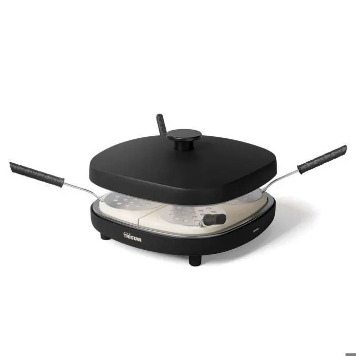 Appareil pizza-grill - TRISTAR - PZ-9174 Pizza Family 4 - Jusqu’à 4 mini-pizzas - 900 W - Revêtement céramique antiadhésif — coloris Noire