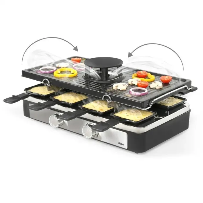 Appareil Raclette - LIVOO - 8 personnes - 1400W - Hotte aspirante - Surface 42 x 23 cm
