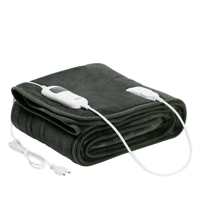 AREBOS Couverture chauffante 180x130 cm Arrêt Automatique Protection Contre la surchauffe 9 Niveaux de Chauffage Anthracite