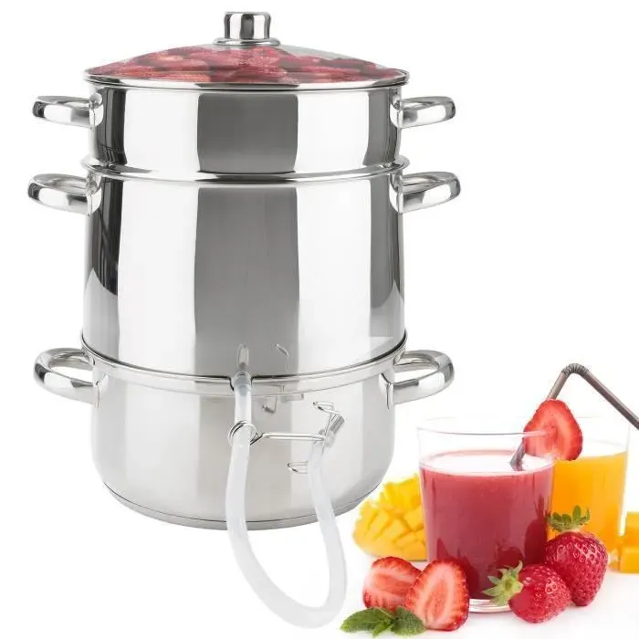 AREBOS Extracteur de Jus a Vapeur Cuiseur Vapeur Centrifugeuse en Acier Inox 26cm
