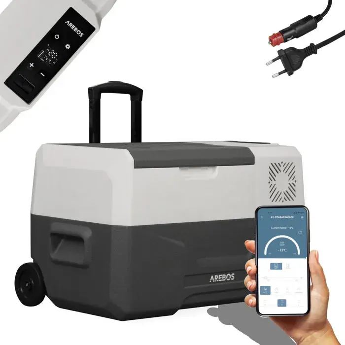 AREBOS Glacière à compresseur 27 litres congeler et maintenir au chaud Réfrigérateur jusquà -20 °C Glacière pour voiture