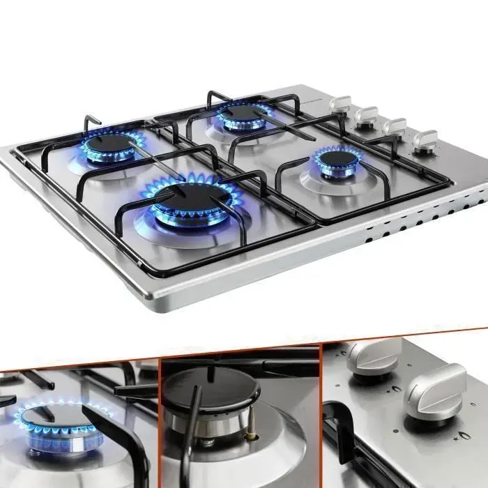 AREBOS Plaque de cuisson 4 brûleurs – Design compact puissance 7 kW gaz naturel/propane