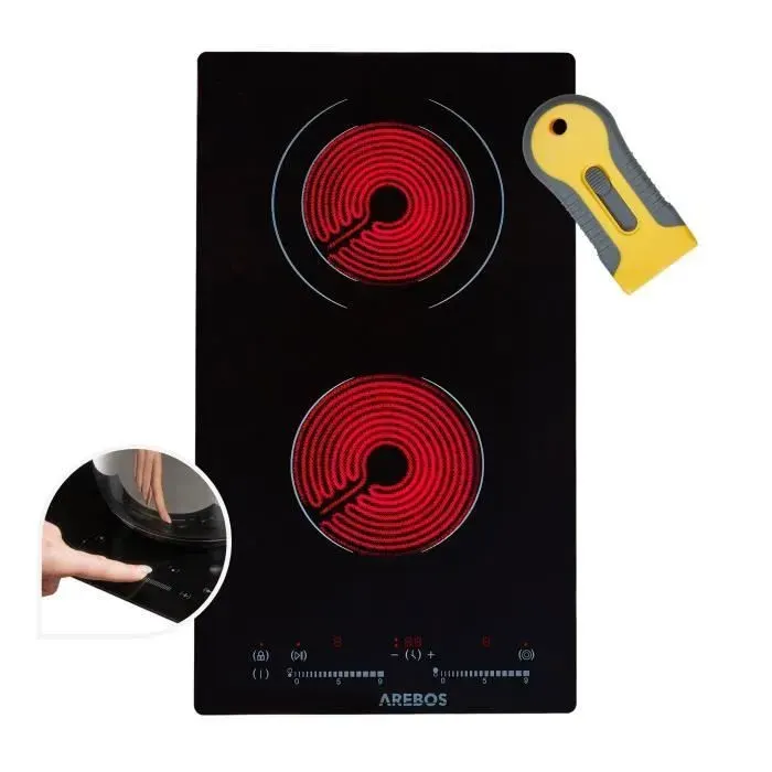 AREBOS Table de cuisson vitrocéramique Plaques de cuisson Autonome 3000W 2 zones