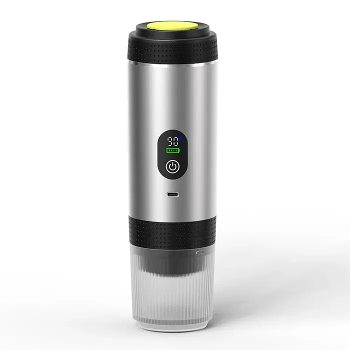 Argent Cafetière portable capsule espresso électrique sans fil avec affichage numérique pompe à main inox chauffage compacte