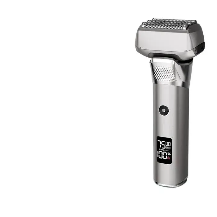 Argent Rasoir électrique homme 5 têtes lavable IPX7 rasage humide/sèche tête flottante 3D coupe barbe batterie longue durée