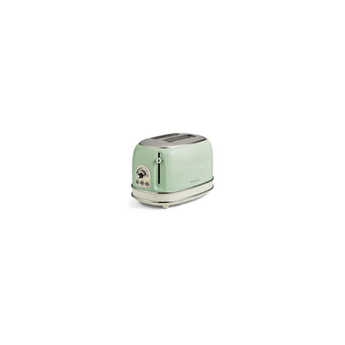 ARIETE Grille-pain 2 fentes 810W Acier Vert Vintage Retro Thermostat 6 positions