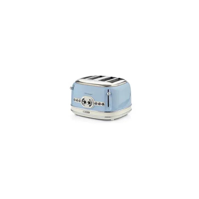 ARIETE Grille-pain 4 Fentes 1600W Ramasse-miettes Amovible Bleu Rétro