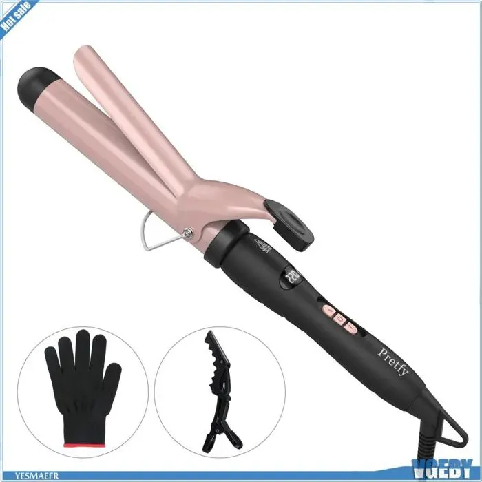 Ashata bigoudi portable Pretfy 125 pouces fer à friser les cheveux bigoudi température réglable affichage beaute brosse Prise UE