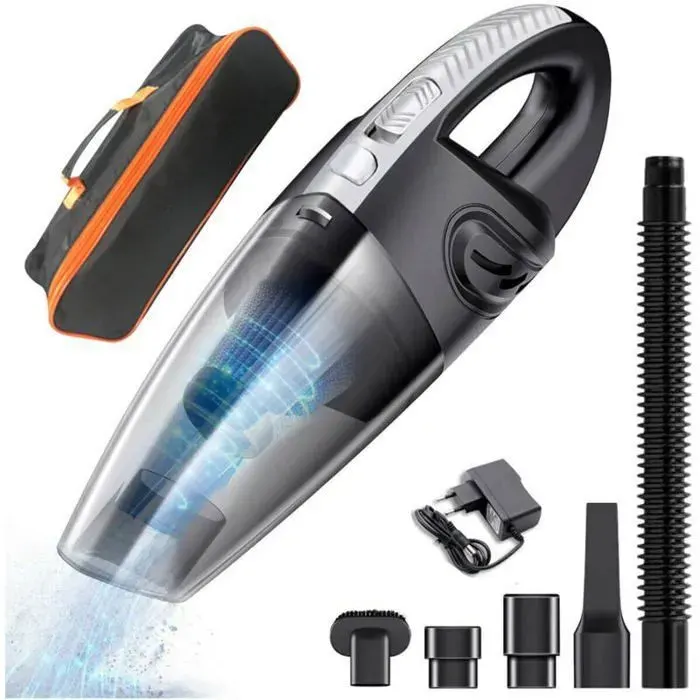 Aspirateur à cendreAspirateur à Main sans Fil Puissant Portable 120W2200mAh avec Fonction Huimide & Sèche Filtre Lavable et 5 Buses — coloris Argente