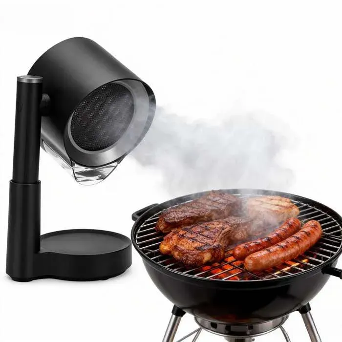 Aspirateur à fumée réglable de table 3 vitesses extraction directe des vapeurs filtre amovible bac à huile lavable