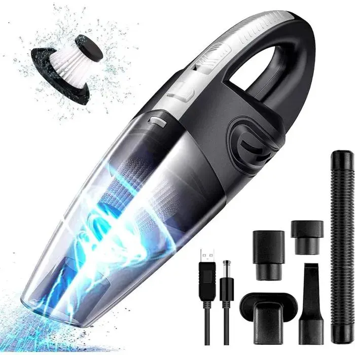 Aspirateur à Main 120W Aspirateur Voiture 2200mA Aspirateur à Main sans filRéduction dhumidité/Bruit Charge Rapide avec Noir