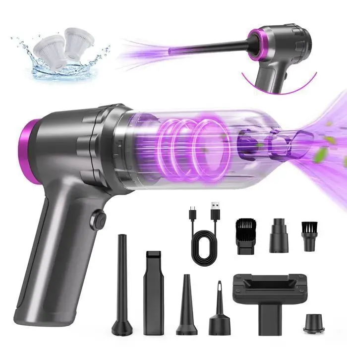 Aspirateur à main - 3-en-1 - 16000Pa - Sans fil rechargeable - Bac 400ml vidage automatique