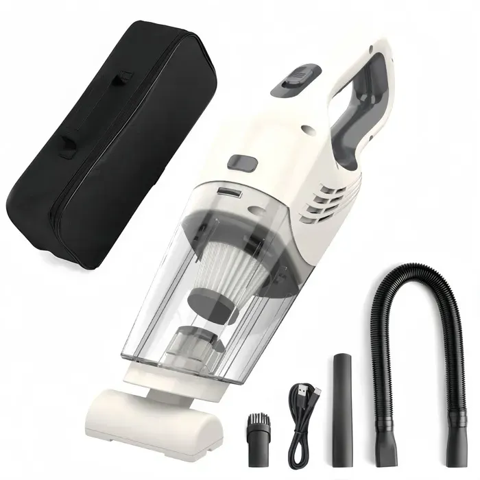 Aspirateur à main 35x7.5x11.5cm puissance d‘aspiration élevée véhicule double usage conception sans fil portable haute efficacité — coloris Blanc