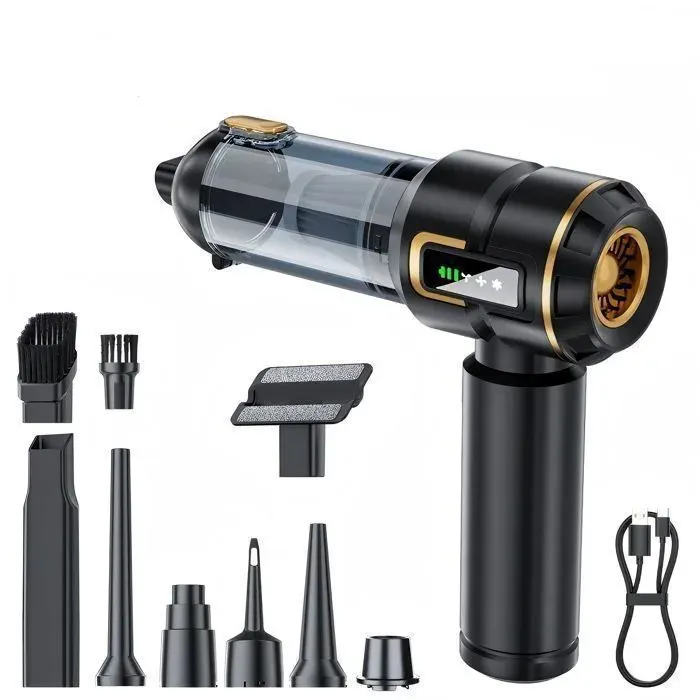 Aspirateur à main 4-en-1 - HIBA - 16000Pa - Sans fil - 3×18650 2000mAh - Vidage 1-clic