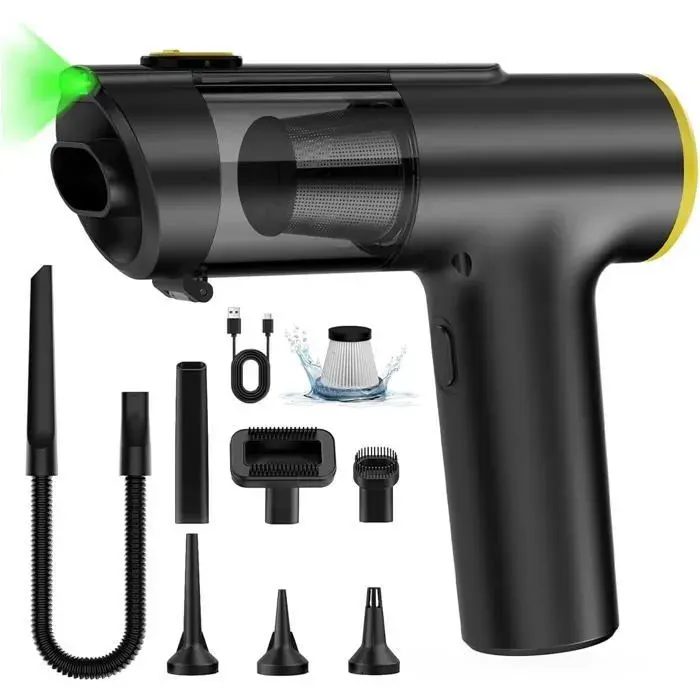Aspirateur À Main 7-En-1Aspirateur Voiture 28000Pa PuissantÉcran LedLed Lumière60 Min AutonomieGrande BatteriePour Voitur