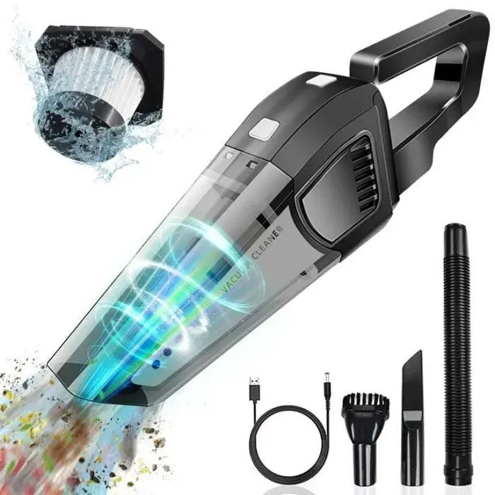 Aspirateur à Main 9000PA Aspirateur Voiture Puissant Silencieux avec 2500mAh 30min Idéal pour Domicile Voiture