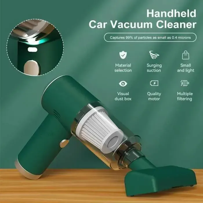 Aspirateur à Main - Anti-acariens - 120W - 2000mAh - Sans sac - Vert Multicolore ASPIRATEUR A MAIN