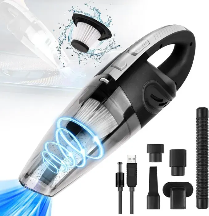 Aspirateur à main aspirateur de voiture rechargeable 4500 PA120 W aspirateur de bureau de voiture portable sans fil avec
