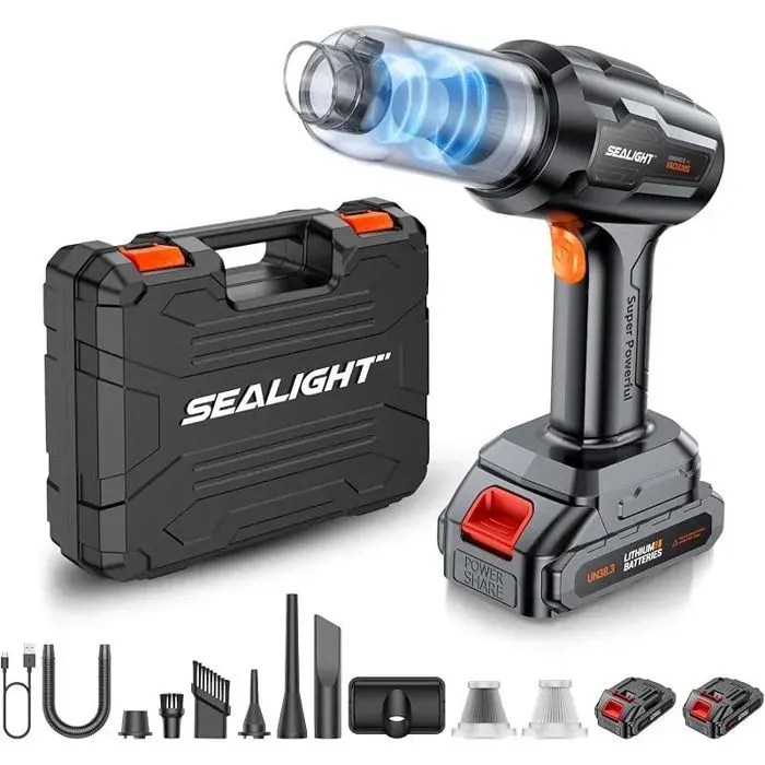 Aspirateur à main - AUTREMENT - Modèle 2026 - Sans fil 2 batteries - 35000 Pa - Autonomie 60 min — coloris Noir