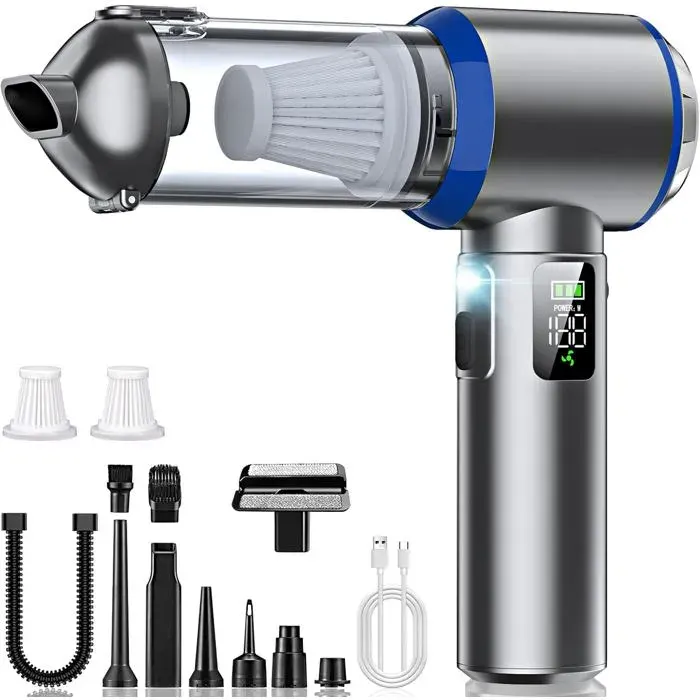 Aspirateur À Main Avec Batterie 4 En 132 000 PaPuissantAspirateur À Main De Voiture3 Vitesses 300 000 Tr/MinMoteur Sans Balai