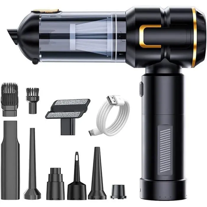 Aspirateur a Main avec Lampe de poche à LED - Aspirateur Voiture Puissant sans Fil - 3 Vitesses - 20000Pa pour MaisonVoitur