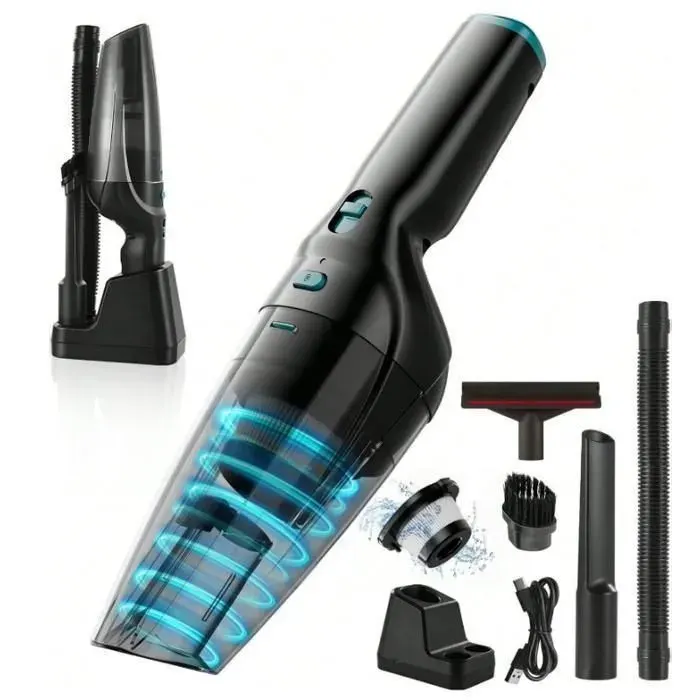 Aspirateur à Main - Puissant - 9500Pa - Sans Fil - Rechargeable - Base de Chargement 2 en 1