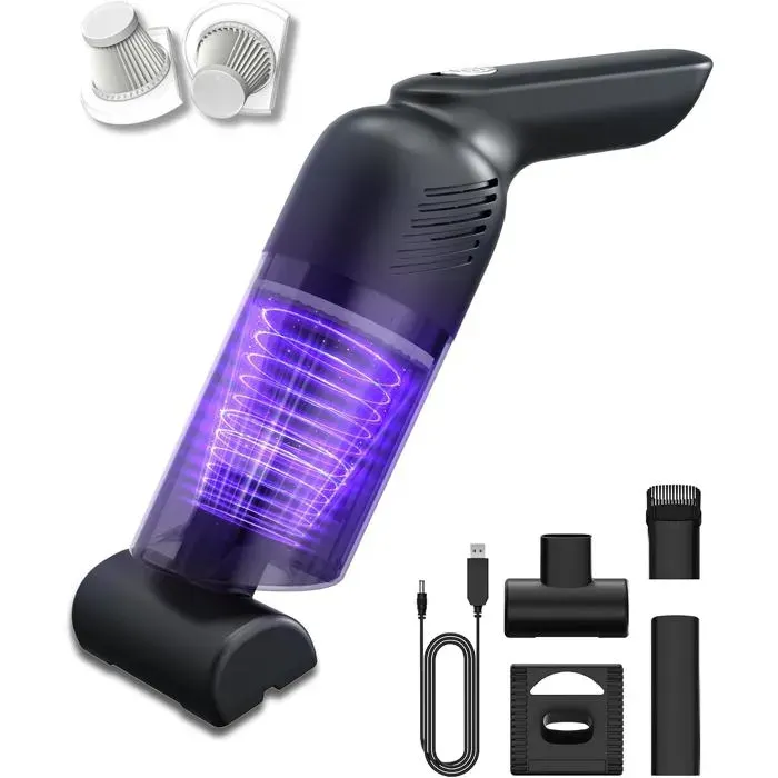 Aspirateur À Main Rechargeable12000 Pa Aspirateur Voiture Puissant Sans Fil À Air Avec 2 Filtres Pour La Voiture La Maison Les