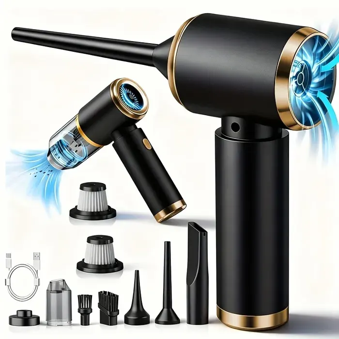 Aspirateur à main - SAGRANDIR - 2-en-1 - Rechargeable USB-C - Souffleur & aspirateur - Noir et doré