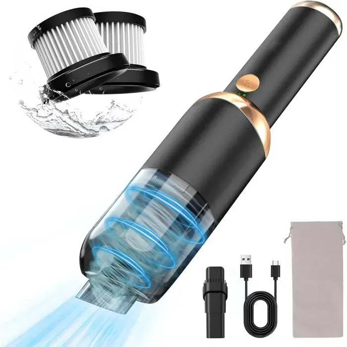 Aspirateur à main sans fil - 13 000 Pa - 3 en 1 : aspiration éclairage LED power bank - Humide et sec