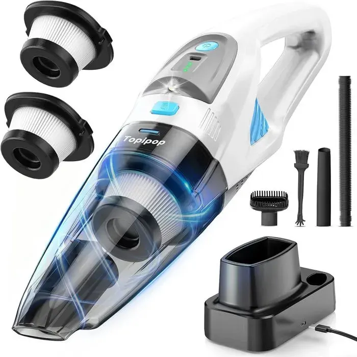 Aspirateur À Main Sans Fil 25000 Pa Avec Station De Charge Mini Modèle Portable Pour Voiture Bureau Maison Et Canapé