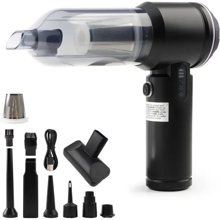 Aspirateur à main sans fil - 26 000 Pa - Moteur sans balais - 3 niveaux de puissance - Pour poils d’animaux — coloris Noire