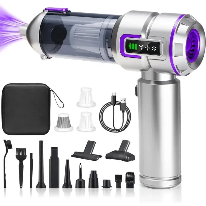 Aspirateur à main sans fil - 27000 Pa - 120 W - Moteur sans balais - 3 niveaux d’aspiration