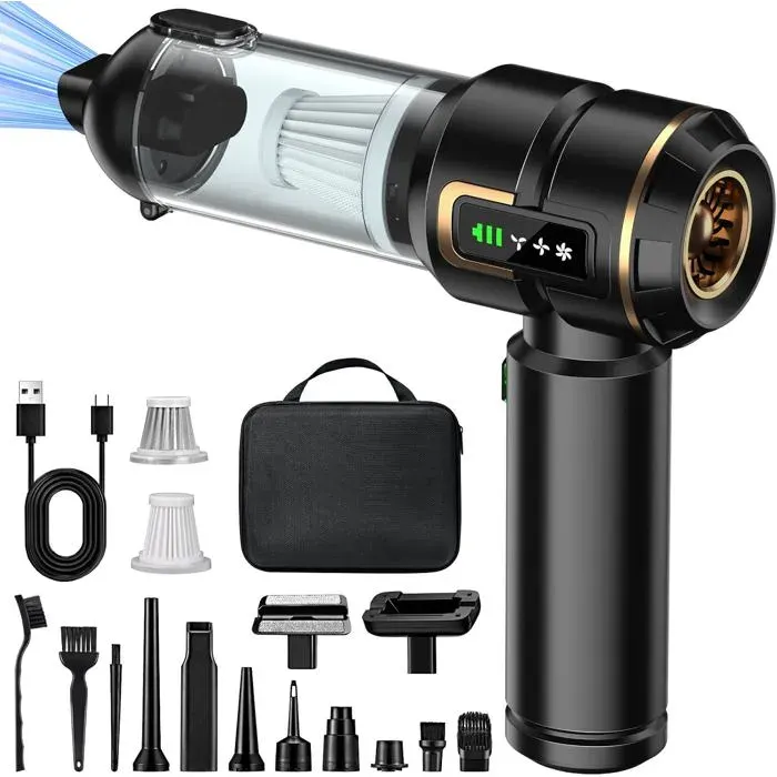 Aspirateur à main sans fil 4 en 1 - 28000 Pa moteur brushless écran LCD - batterie 6000 mAh pour maison et voiture