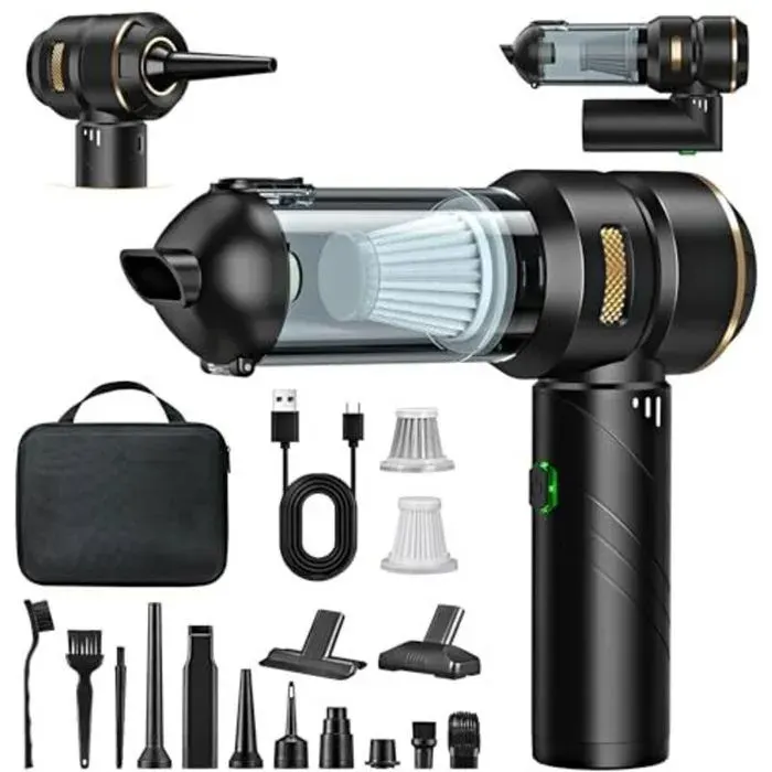 Aspirateur à Main sans Fil 4 en 1 Puissant 25000 PA 3 Vitesses 220 000 TR/Min pour Voiture Cuisine PC canapé Bureau