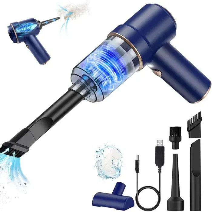 Aspirateur à main sans fil 45W – Aspiration 4000 PA – Batterie 3600 mAh – Autonomie 20-25 min – Lumière LED intégrée – Pour voiture