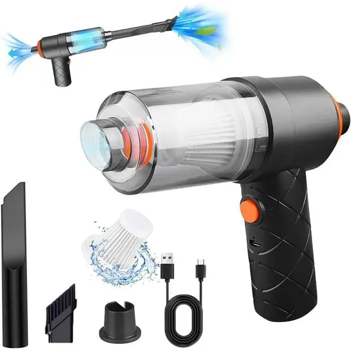 Aspirateur à Main sans Fil 6000Pa Aspirateur de Voiture 2 in 1 Mini Aspirateur à Main Aspirateur de Voiture pour PC Maison