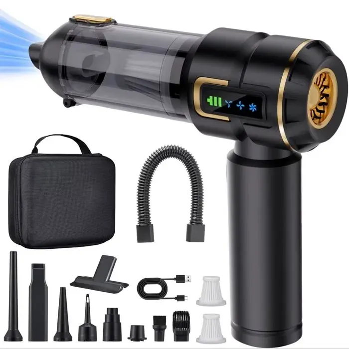 Aspirateur à main sans fil mini puissant noir idéal pour voiture garage atelier et appartement